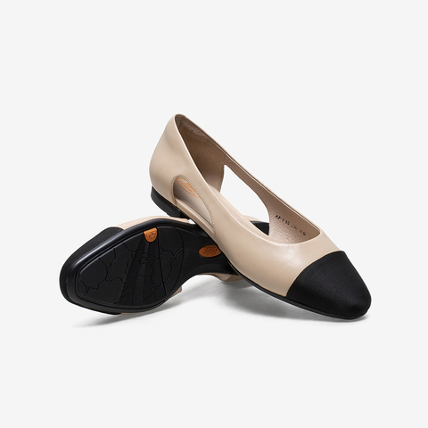 Bata仙女凉鞋2021春商场新款小香风百搭真羊皮平软底单鞋AFY15AK1