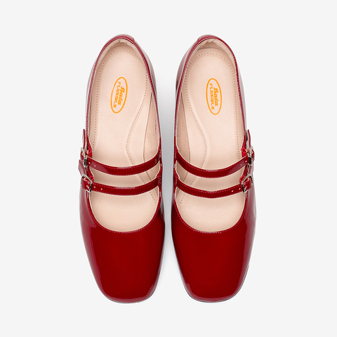 Bata玛丽珍单鞋女2021春商场新款中跟软底真皮百搭浅口鞋AHA07AQ1