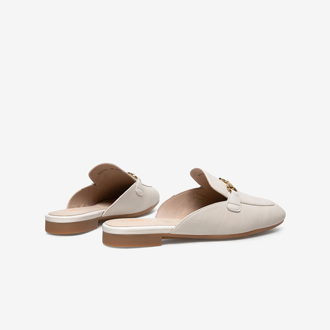 Bata外穿凉拖鞋女2021春夏商场新款英伦羊皮平软底穆勒鞋AMV02BH1