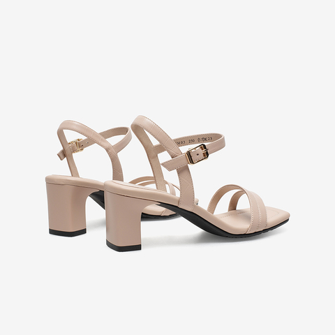 Bata时装凉鞋仙女风2021夏商场新款一字带真羊皮高跟单鞋ANM03BL1