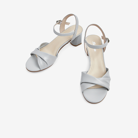 Bata时装凉鞋仙女风2021夏商场新款一字带真羊皮高跟单鞋28351BL1