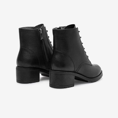 Bata厚底马丁靴女2021秋季商场新款英伦牛皮粗跟短筒靴WPA01CD1