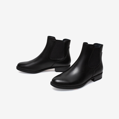 Bata切尔西靴女2021冬季商场新款百搭羊皮粗跟软底短筒靴AWG73DD1