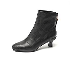 Bata时装靴女2021冬季商场新款百搭高跟软底真羊皮短筒靴AIR41DD1