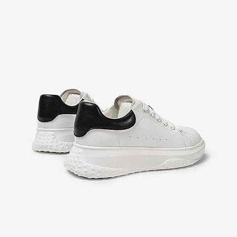 Bata小白鞋女单2021秋季新款百搭平厚底透气运动板鞋W9986CM1