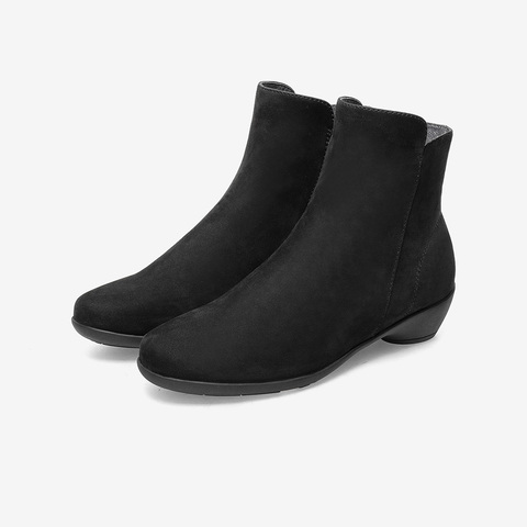 Bata时装靴女2021冬季商场新款百搭粗跟软底真牛皮短筒靴AIK50DD1