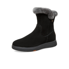 Bata雪地靴女2022冬商场新款牛皮软底保暖毛毛时装短靴ATK43DD2