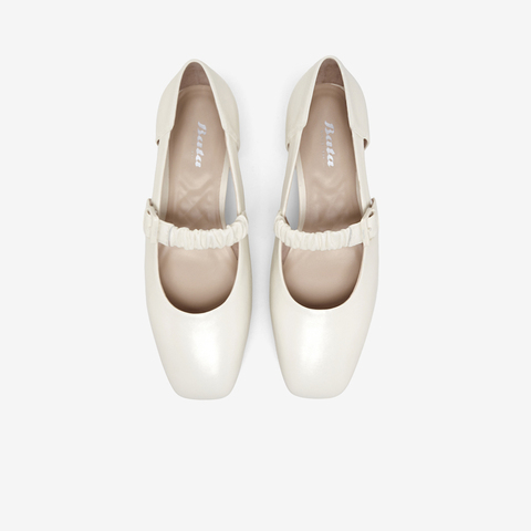 Bata包头凉鞋女2023春季商场新款羊皮一字带软底玛丽珍AKN44AK3