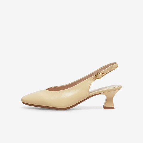 Bata包头凉鞋女2023春季商场新款羊皮优雅通勤复古高跟鞋AOJ03AH3