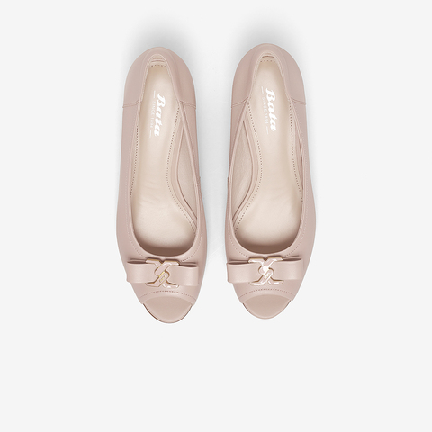 Bata鱼嘴单鞋女2023春商场新款软底羊皮优雅通勤粗跟单鞋ARO01AU3