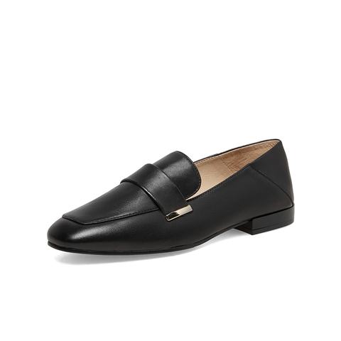 Bata一脚蹬女2023春季新款英伦百搭羊皮通勤舒适乐福单鞋30521AA3