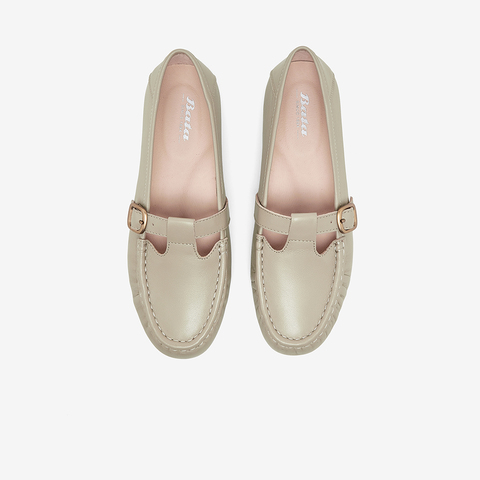 Bata一脚蹬女2023春季新款百搭羊皮通勤软底单鞋奶奶鞋AE205AA3