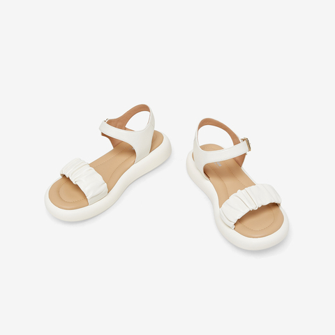 Bata舒适凉鞋2023夏商场新款百搭羊皮厚底通勤一字带凉鞋ATF02BL3