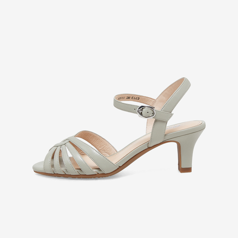 Bata时装凉鞋女2023夏季商场新款羊皮优雅一字带高跟凉鞋ABS11BL3