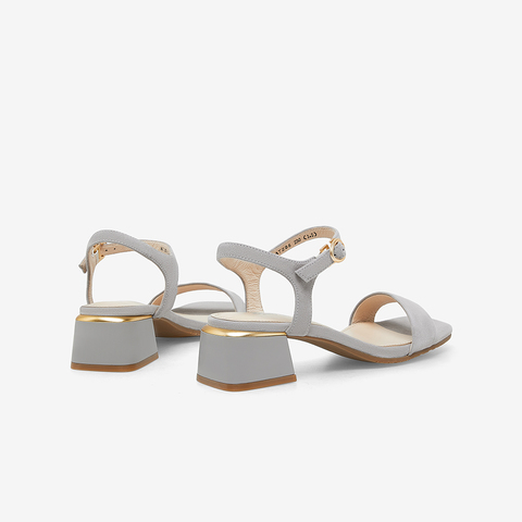 Bata仙女凉鞋2023夏季新款简约百搭羊皮中粗跟一字带凉鞋ATZ06BL3