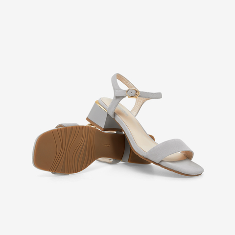 Bata仙女凉鞋2023夏季新款简约百搭羊皮中粗跟一字带凉鞋ATZ06BL3