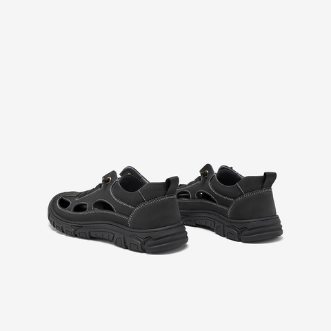 Bata休闲鞋男2023夏季新款透气牛皮通勤包头单鞋沙滩鞋23202BM3