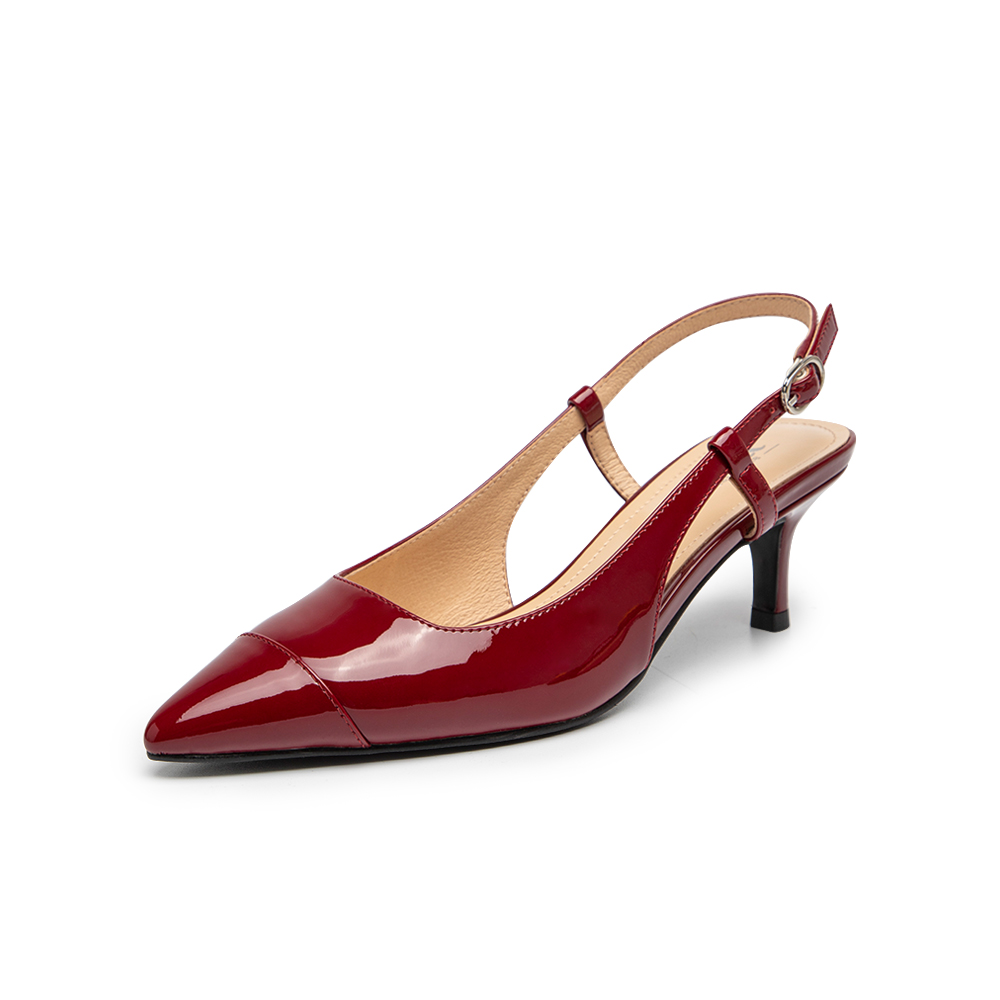 Bata尖头凉鞋2023夏季新款牛皮通勤包头细高跟后空女凉鞋80210BH3