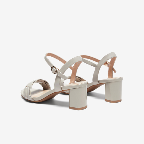 Bata一字带凉鞋女2023夏商场新款羊皮高粗跟通勤优雅凉鞋8169DBL3