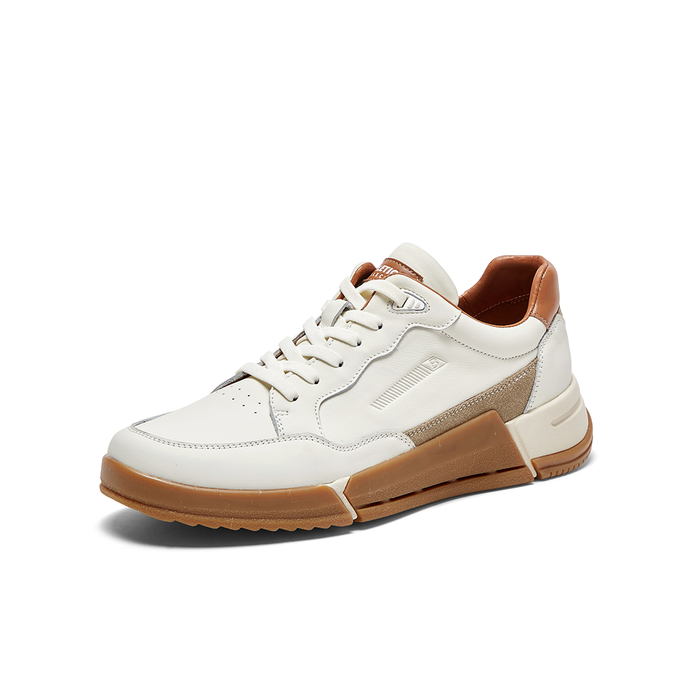 Bata休闲鞋男2023秋商场新款厚底透气舒适牛皮通勤运动鞋A1603CM3