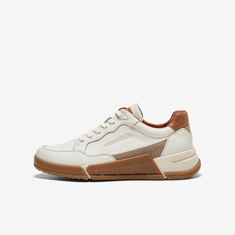 Bata休闲鞋男2023秋商场新款厚底透气舒适牛皮通勤运动鞋A1603CM3