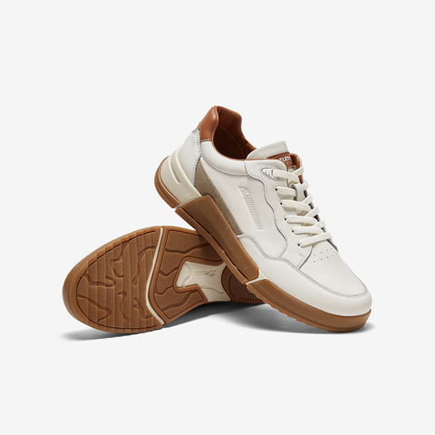 Bata休闲鞋男2023秋商场新款厚底透气舒适牛皮通勤运动鞋A1603CM3