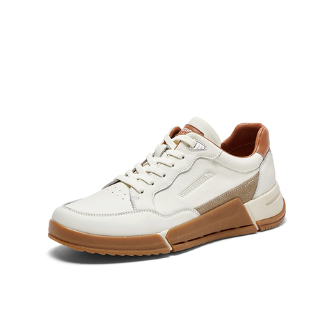 Bata休闲鞋男2023秋商场新款厚底透气舒适牛皮通勤运动鞋A1603CM3