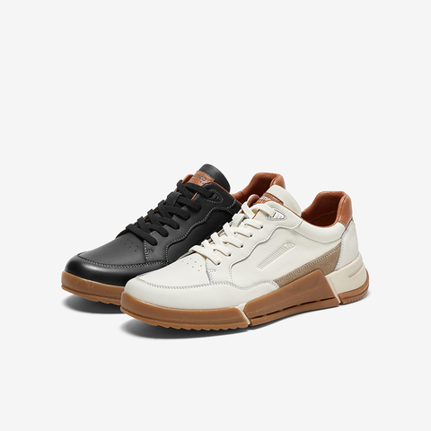 Bata休闲鞋男2023秋商场新款厚底透气舒适牛皮通勤运动鞋A1603CM3