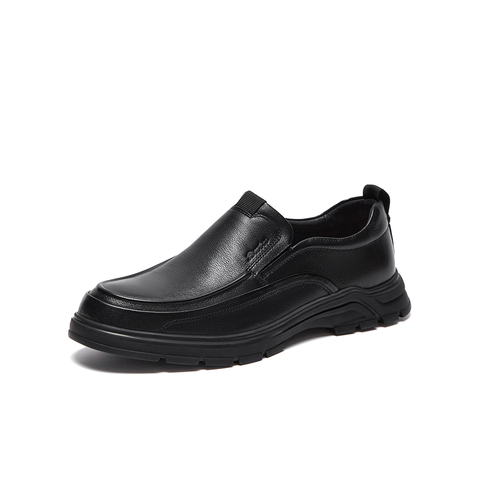 Bata乐福鞋男2023夏季新款英伦风牛皮厚底休闲通勤一脚蹬17729CM3