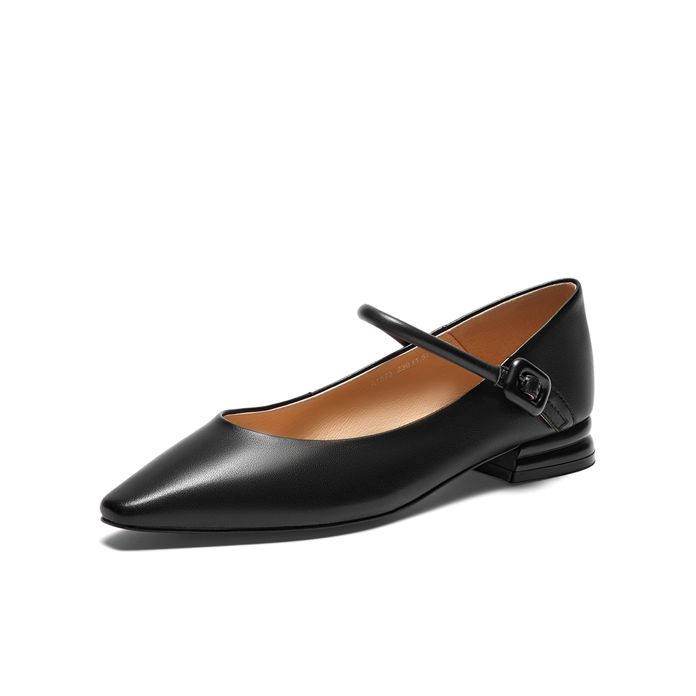 Bata浅口单鞋女2023秋季新款羊皮尖头甜美优雅通勤玛丽珍A1873CQ3