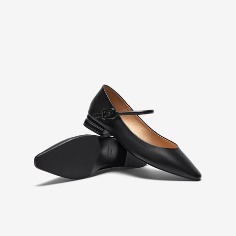 Bata浅口单鞋女2023秋季新款羊皮尖头甜美优雅通勤玛丽珍A1873CQ3