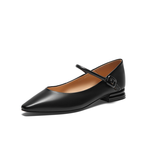 Bata浅口单鞋女2023秋季新款羊皮尖头甜美优雅通勤玛丽珍A1873CQ3