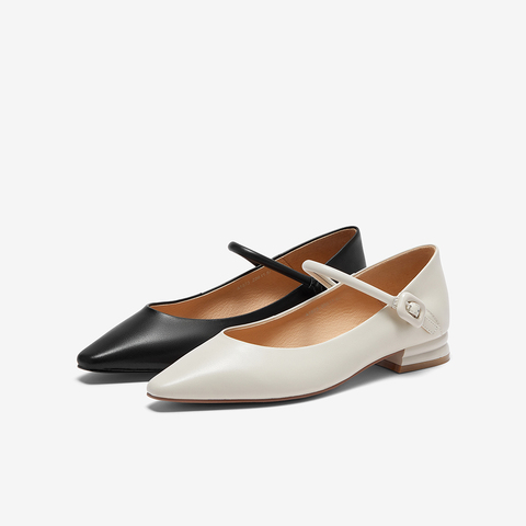 Bata浅口单鞋女2023秋季新款羊皮尖头甜美优雅通勤玛丽珍A1873CQ3