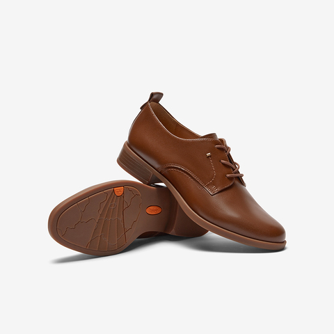 Bata牛津鞋女2023秋季商场新款英伦风牛皮粗跟软底小皮鞋AWG06CM3