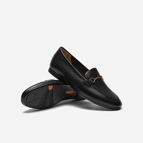 Bata乐福鞋女2023秋季商场新款复古英伦风牛皮软底一脚蹬AMV43CA3