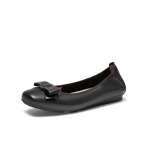 Bata浅口鞋女2023秋商场新款羊皮舒适通勤软底百搭奶奶鞋ABZ04CQ3