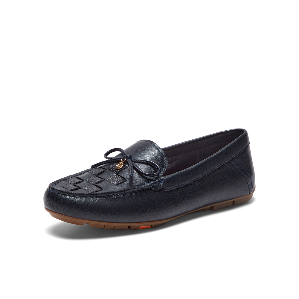 Bata乐福鞋女2023秋季商场新款复古英伦风羊皮通勤一脚蹬AE207CA3