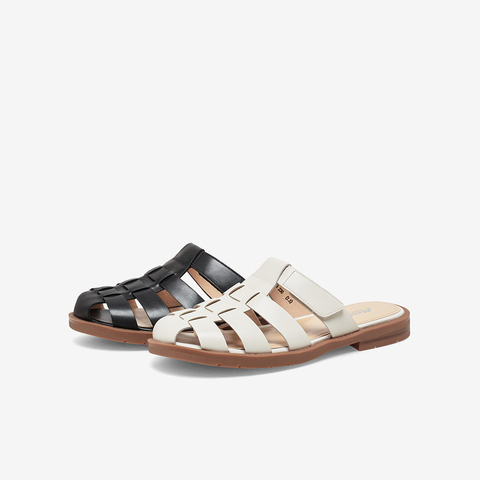 Bata包头拖鞋女2023夏季新款牛皮舒适软底罗马风外穿凉拖AON03BT3