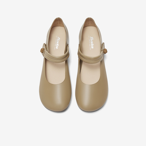 Bata娃娃鞋女2024春季新款羊皮百搭通勤浅口玛丽珍单鞋9880EAQ4