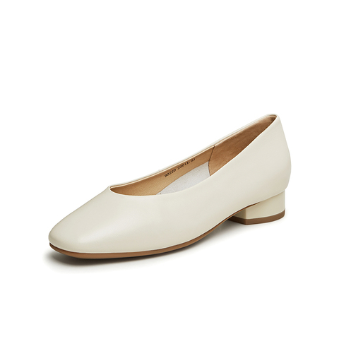 Bata浅口单鞋女2024春商场新款舒适通勤羊皮软底简约单鞋9022DAQ4