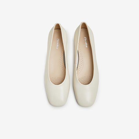 Bata浅口单鞋女2024春商场新款舒适通勤羊皮软底简约单鞋9022DAQ4