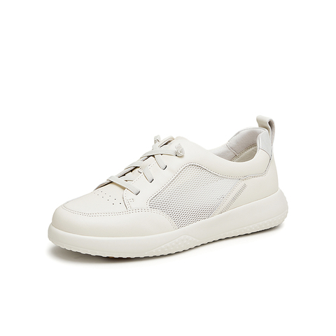 Bata休闲鞋女2024夏商场新款牛皮厚底透气通勤百搭运动鞋WRV91BM4