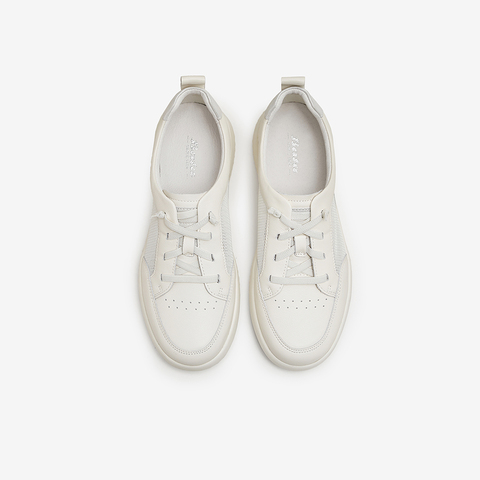 Bata休闲鞋女2024夏商场新款牛皮厚底透气通勤百搭运动鞋WRV91BM4