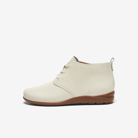 Bata系带踝靴女2024春商场新款羊皮厚底通勤优雅软底单鞋AWM63AM4