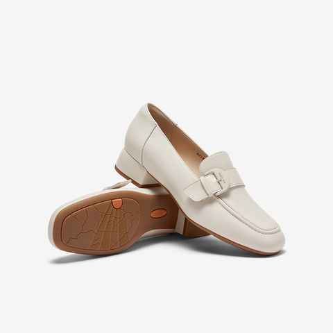 Bata乐福鞋女2024春商场羊皮粗跟软底英伦通勤一脚蹬单鞋APL09AA4