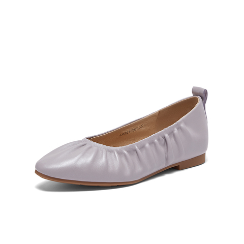 Bata浅口单鞋女2024春季商场新款舒适通勤羊皮软底奶奶鞋AVF05AQ4