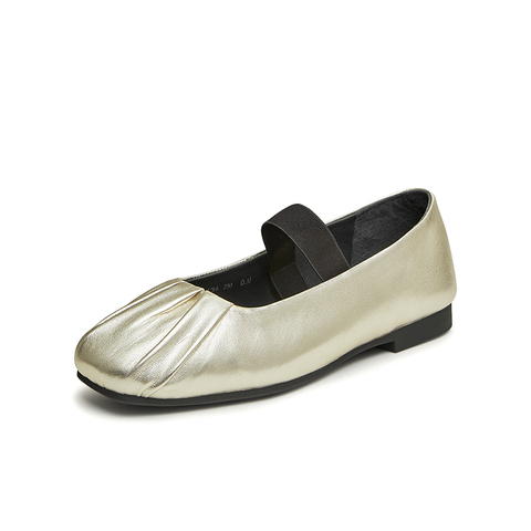 Bata浅口单鞋女2024春商场羊皮优雅通勤百搭甜美芭蕾舞鞋AFZ36AQ4
