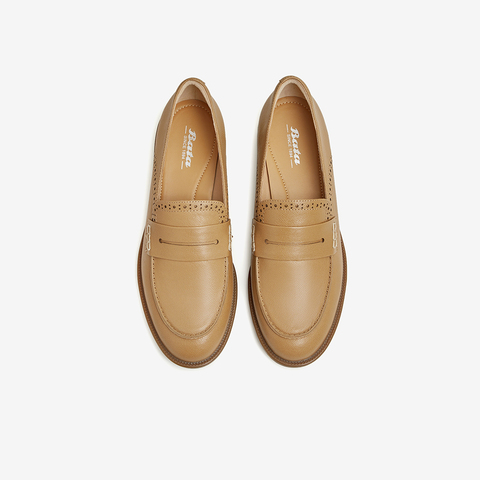 Bata乐福鞋女2024春季商场新款复古英伦风羊皮通勤一脚蹬ATA29AA4