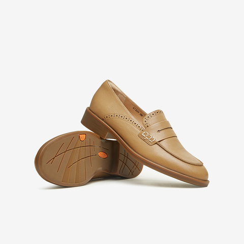 Bata乐福鞋女2024春季商场新款复古英伦风羊皮通勤一脚蹬ATA29AA4