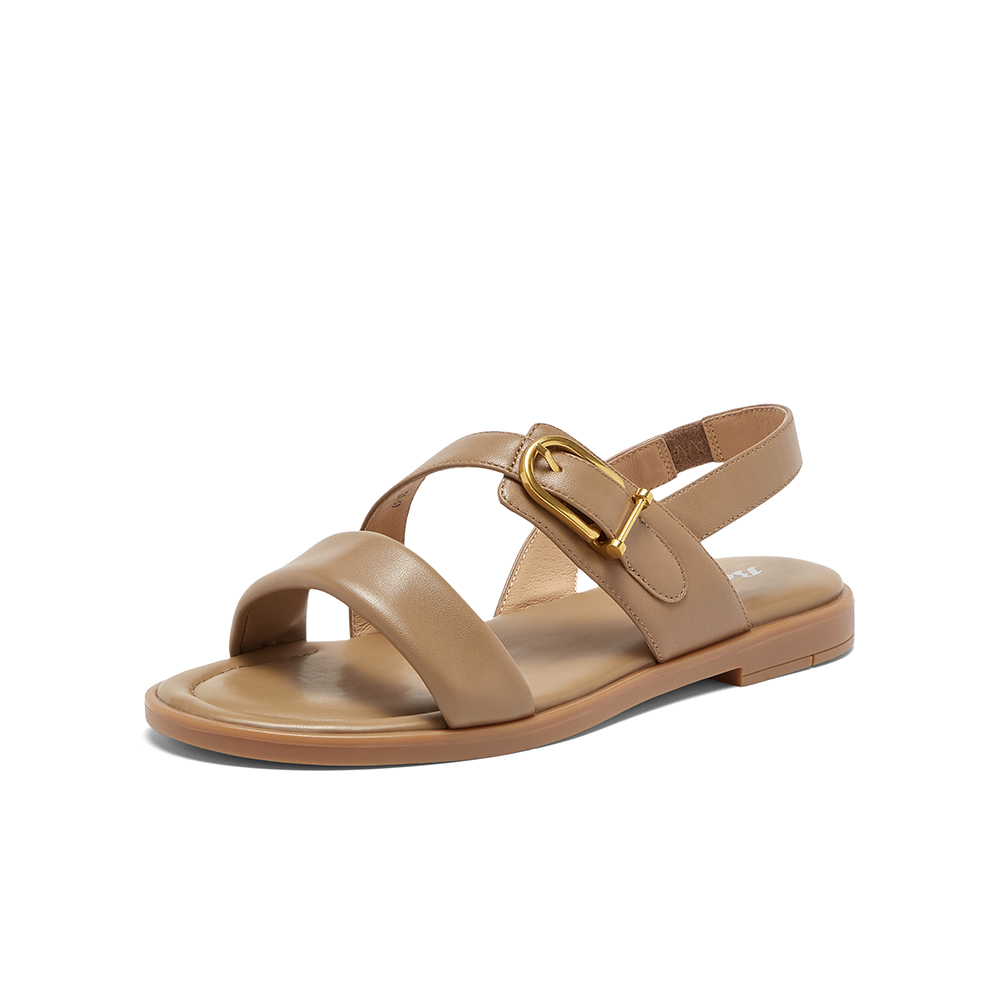 Bata时装凉鞋女2024夏季新款百搭羊皮软底休闲通勤凉鞋ABT24BL4